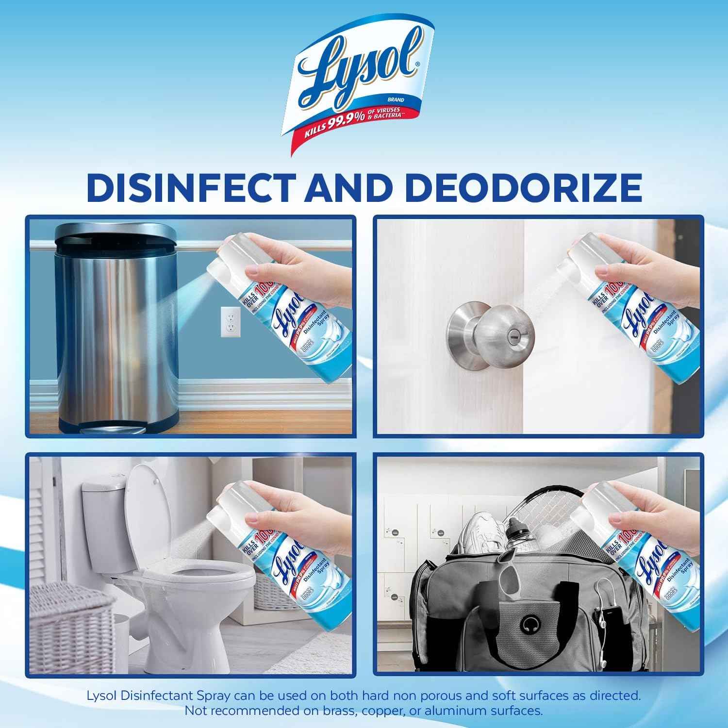 Lysol Disinfectant Spray, Sanitizing and Antibacterial Spray, For Disinfecting and Deodorizing, Crisp Linen, 12.5 Fl Oz (Pack of 2)