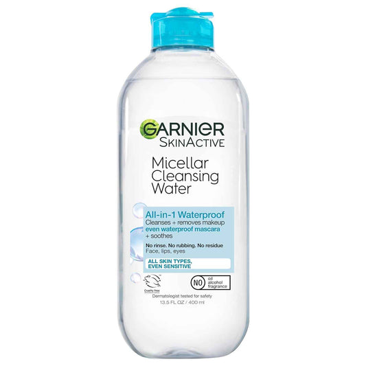 Garnier Micellar Water For Waterproof Makeup, Hydrating Facial Cleanser & Makeup Remover, Suitable for Sensitive Skin, Vegan, Cruelty Free