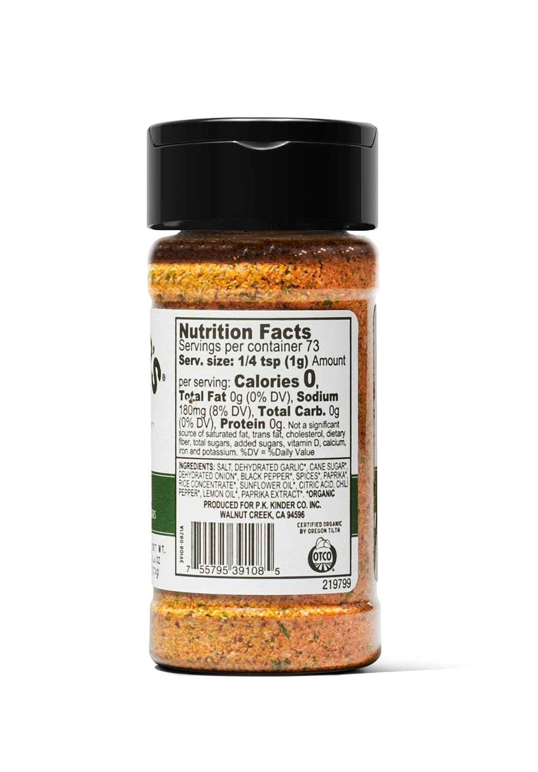 Kinder's Organic Santa Maria Rub (Cracked Pepper and Herbs), Premium Quality Seasoning, MSG Free and USDA Certified Organic, 2.6oz