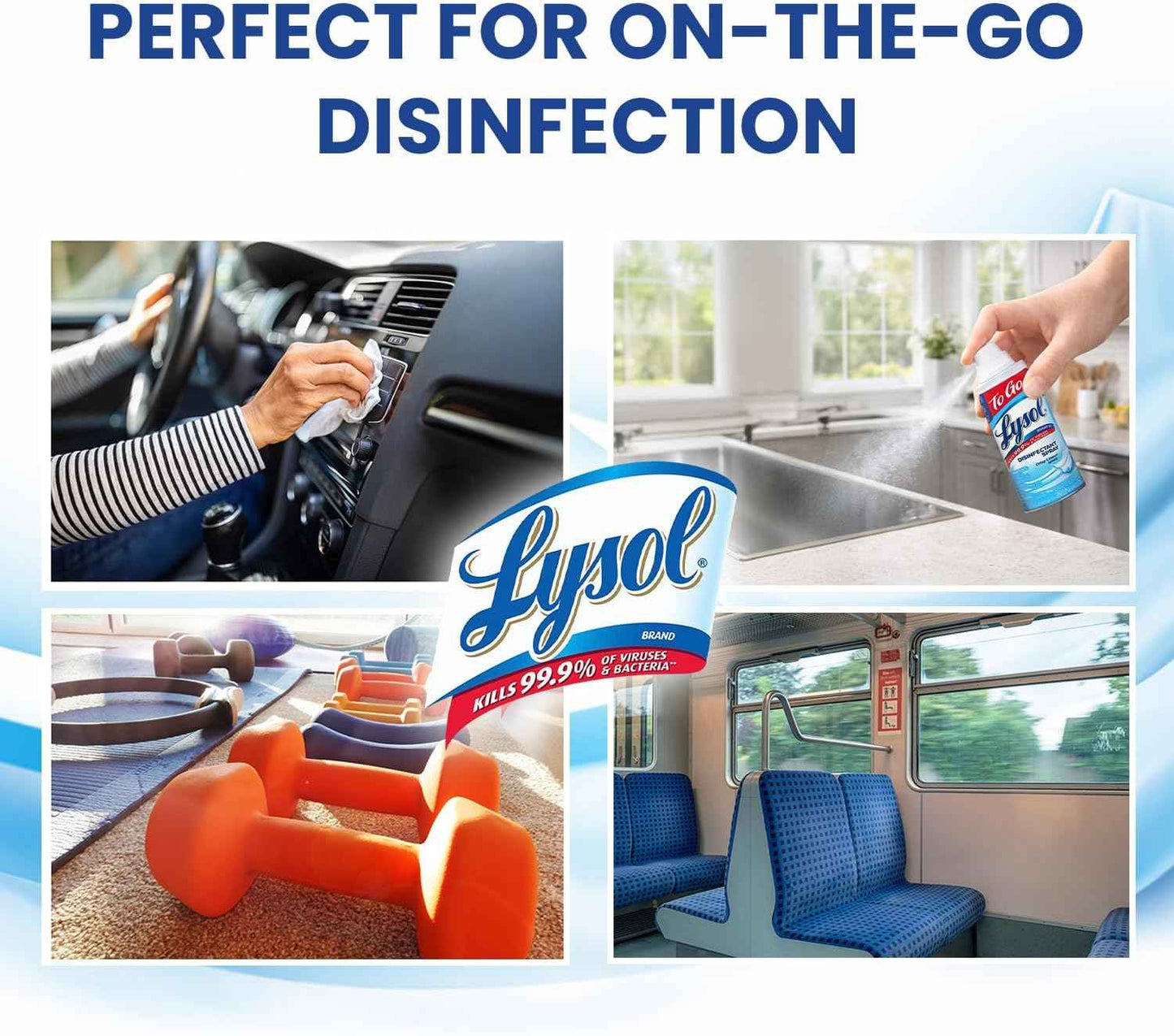Lysol To Go Bundle - 1.5 Ounce Crisp Linen Disinfectant Spray and Lemon Lime Disinfecting Wipes Flat Pack