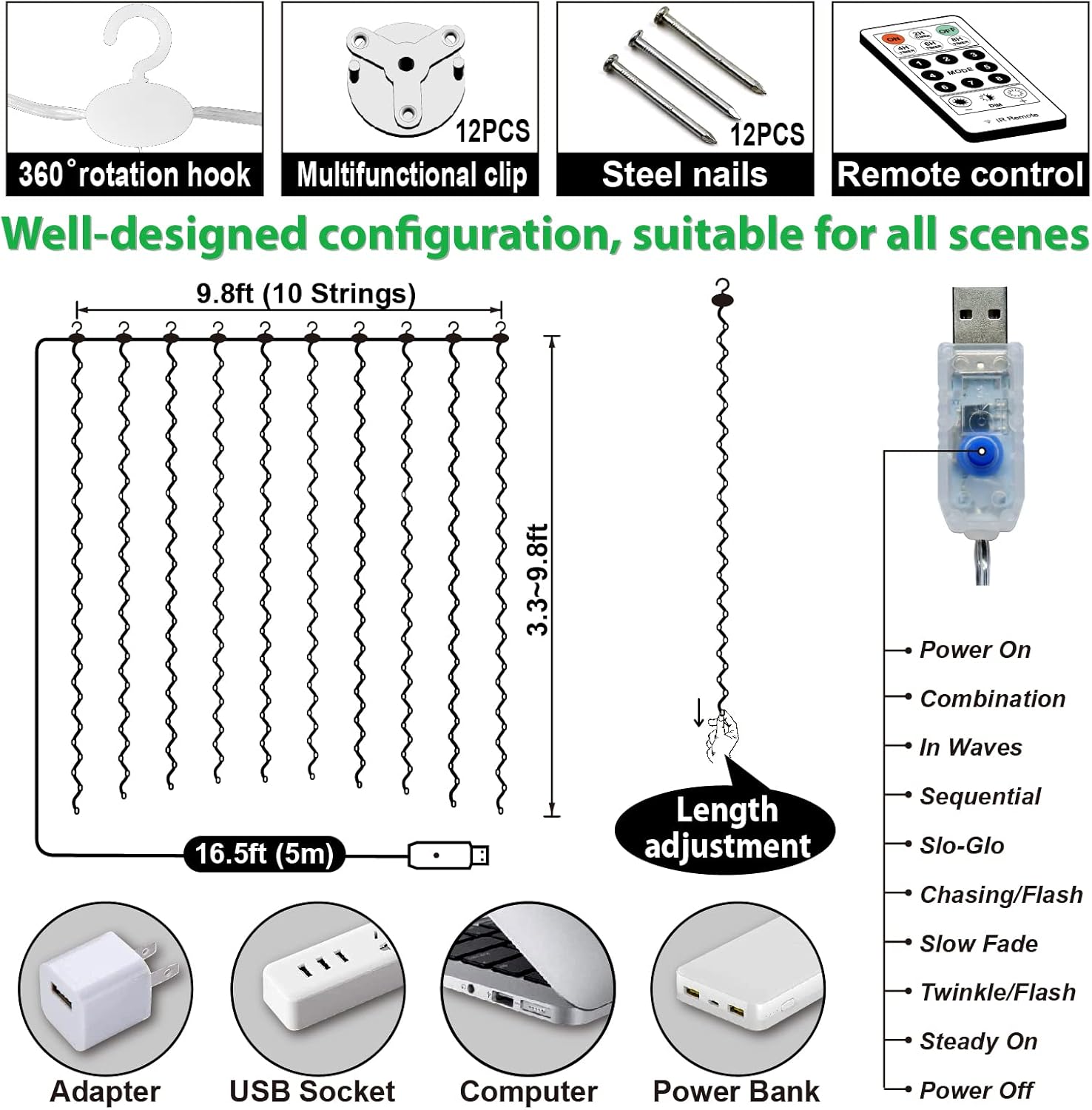 ZSJWL_300_LED_Curtain_Fairy_Lights_with_Remote,_8_Modes_9.8_×_9.8_Ft_Curtain_String_Light_USB_Plug_in,_Twinkle_Silver_Wire_Lights_for_Bedroom_Window_Chrismas_Wedding_Party,_Warm_White