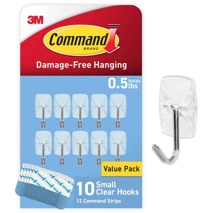 Command Small Clear Wire Toggle Hooks, Damage-Free Hanging with Adhesive, Great for Hanging, Organization and Storage, Holds up to 0.5 lb