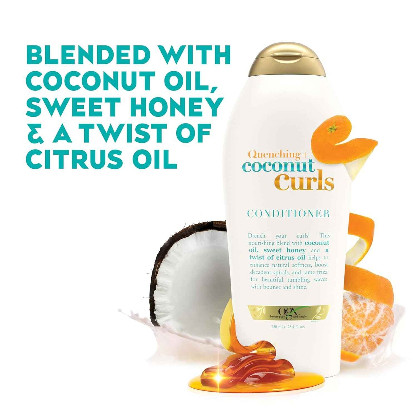 OGX Quenching + Coconut Curls, Moisturizing Conditioner for Curly Hair, Detangling, Curl Enhancing