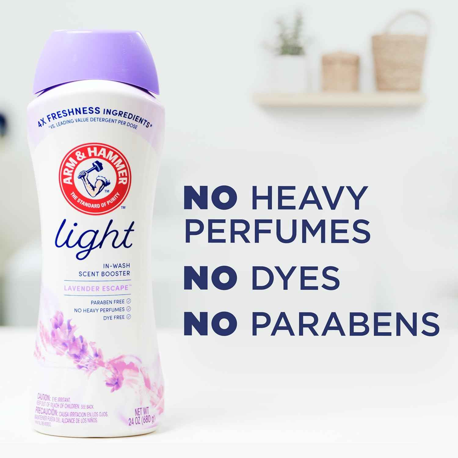 ARM & HAMMER Light In-Wash Scent Booster, Laundry Scent Booster Lavender Escape scent, 24 Oz