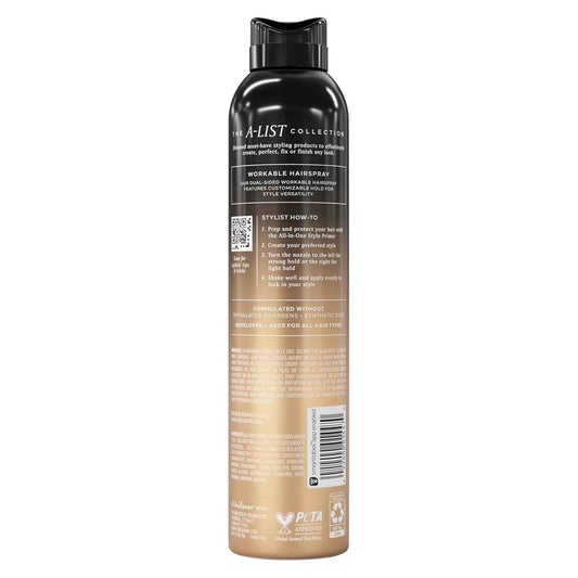 TRESemmé Workable Hairspray 1 ct A-LIST Collection for Brushable + Customizable Hold, Developed Safe for All Hair Types, 8.5 Oz