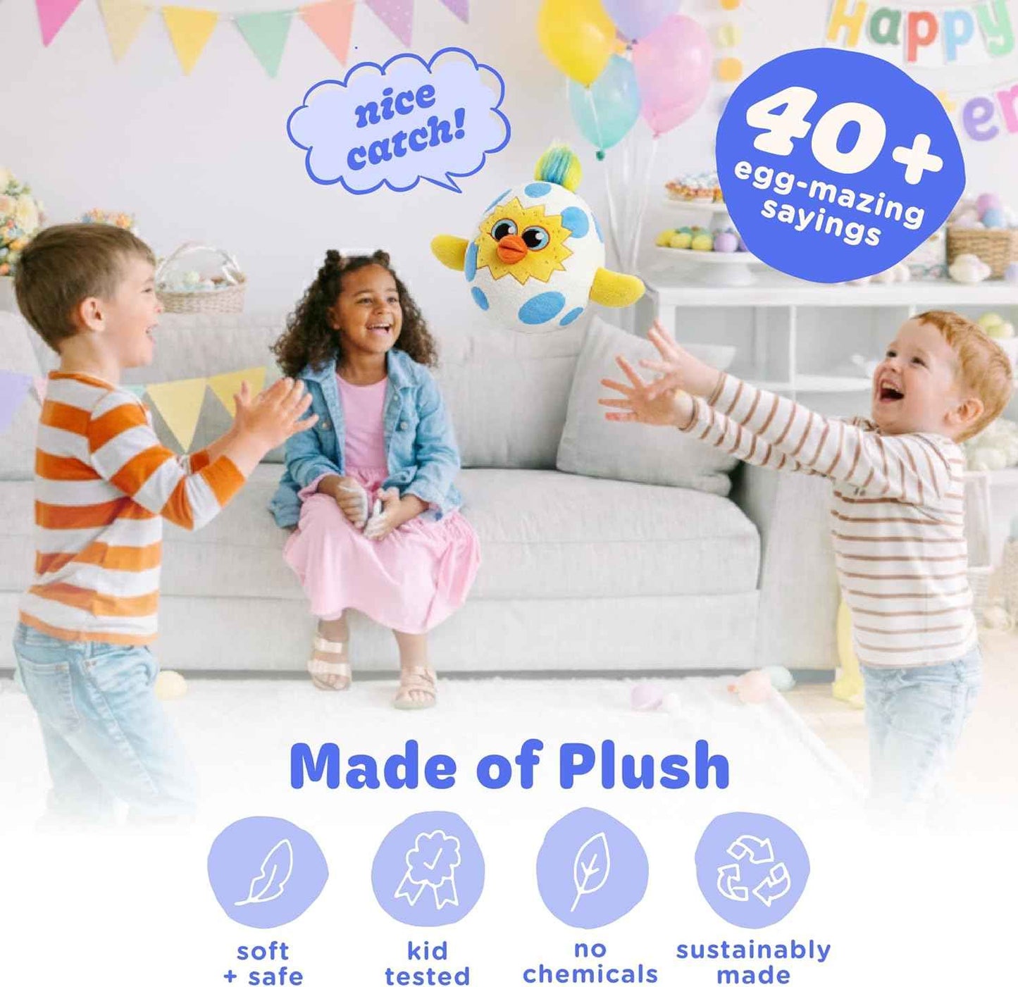 Move2Play, Easter Egg Toss Kids Game | Easter Basket Stuffer & Gift for Kids Ages 3-8+ | Hilarious Indoor/Outdoor Game | Fun Easter Toy for Toddlers, Boys & Girls