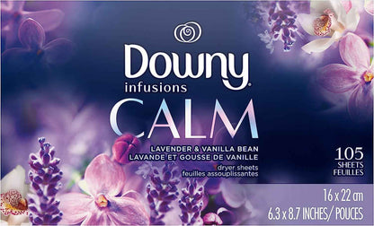 Downy CALM, Mega Dryer Sheets, Laundry Fabric Softener, Lavender and Vanilla Bean