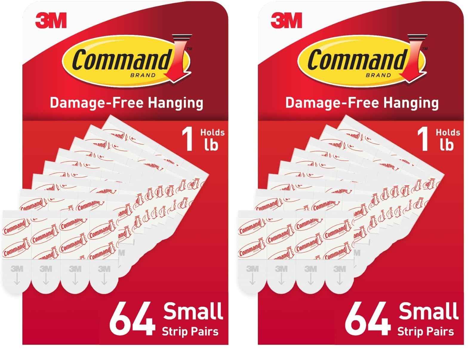 Command Indoor Replacement Strips, Damage-Free Wall Hanging, Re-Hang Small Hooks for Home and Wall Decor, Holds up to 1 lb, White Adhesive