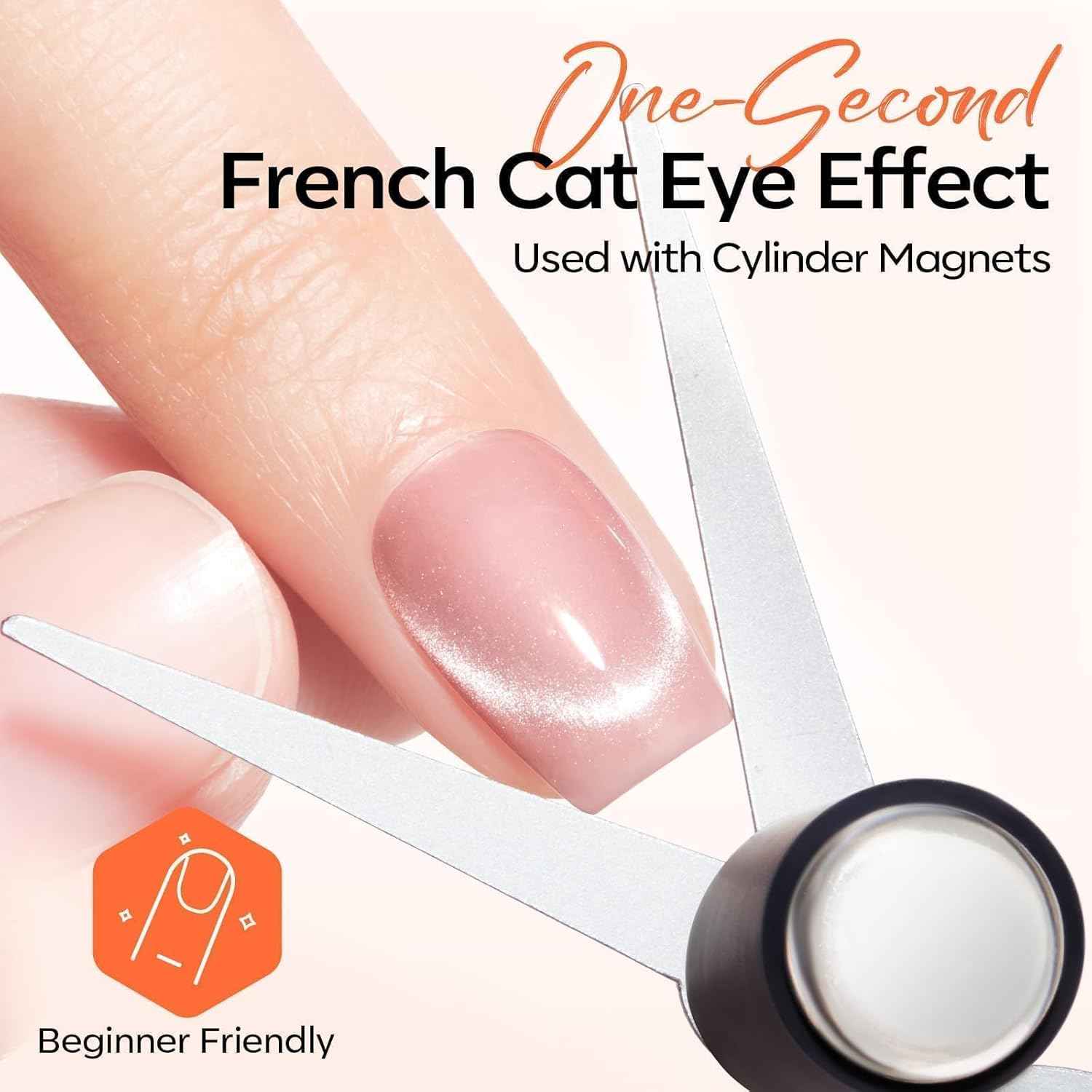 modelones French Cat Eye Magnet Set, Scissor-Shaped Nail Magnet Tool, 2 IN One Cateye Nail Magnet for French Effect, Hole&Bunny-Shaped&Heart Magnet for Cat Eye Gel Polish DIY Easter's Nail Salon