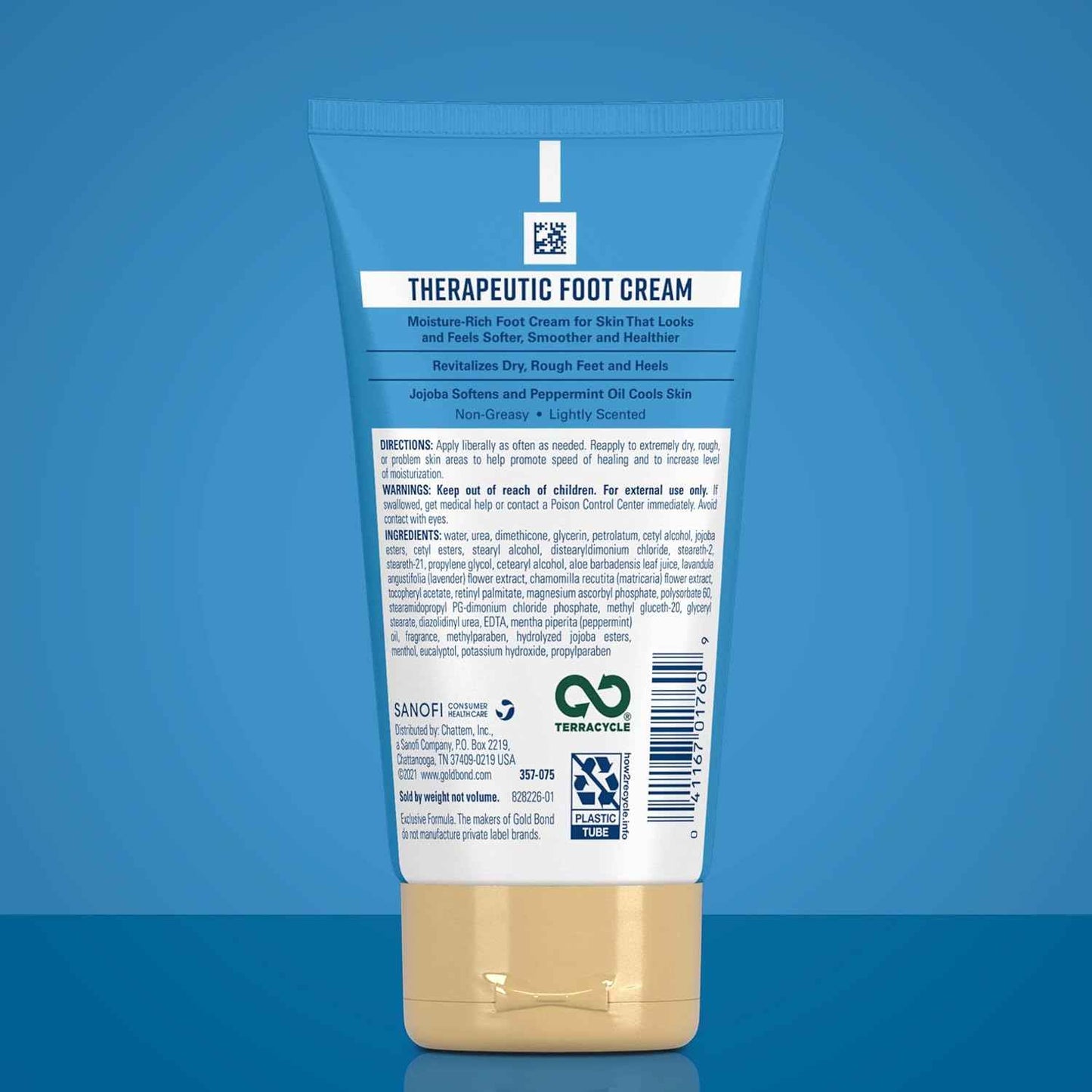 Gold Bond Therapeutic Foot Cream, 4 oz., With Jojoba & Peppermint Oil, Foot Moisturizer- pack of 3