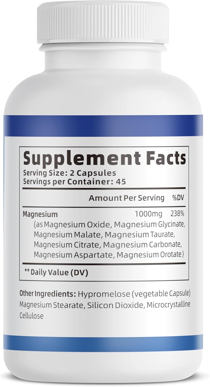 1000mg_Magnesium_Complex_for_Women_&_Men*,_8_Elemental_with_Magnesium_Glycinate,_Citrate,_Malate,_Taurate,_Oxide,_Carbonate,_Aspartate,_Orotate_for_Bones,_Muscle,_Recovery,_Energy,_Vegan,_90_Capsules