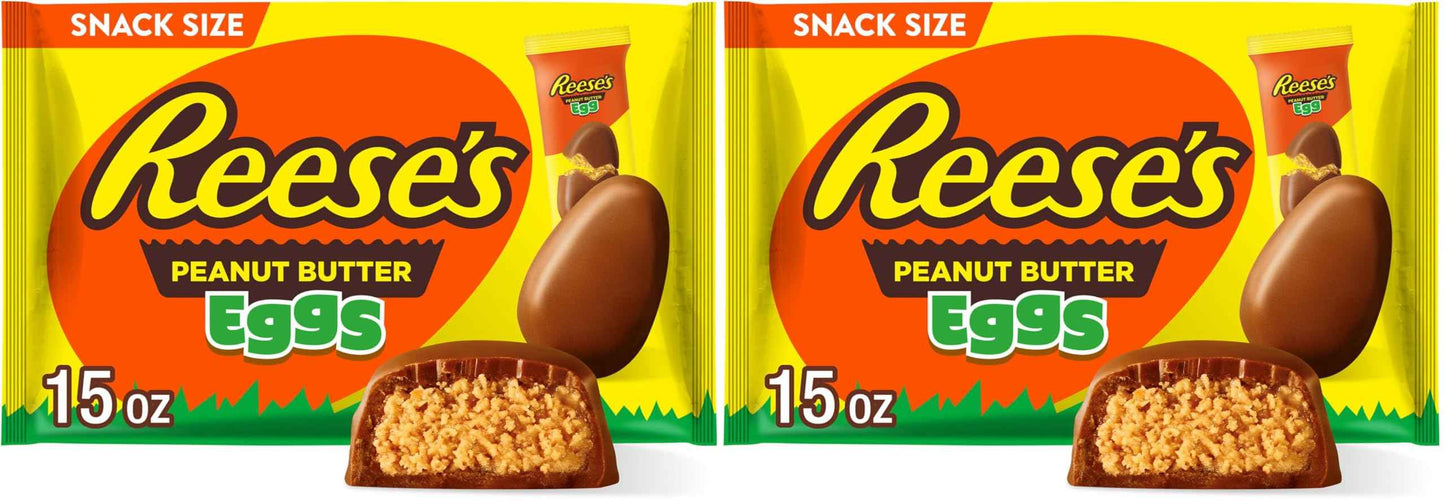 REESE'S Milk Chocolate Snack Size Peanut Butter Eggs, Easter Basket Easter Candy Bag, 15 oz