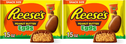 REESE'S Milk Chocolate Snack Size Peanut Butter Eggs, Easter Basket Easter Candy Bag, 15 oz