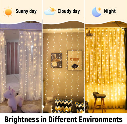 ZSJWL_300_LED_Curtain_Fairy_Lights_with_Remote,_8_Modes_9.8_×_9.8_Ft_Curtain_String_Light_USB_Plug_in,_Twinkle_Silver_Wire_Lights_for_Bedroom_Window_Chrismas_Wedding_Party,_Warm_White