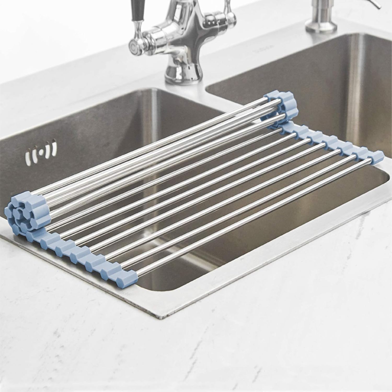 MECHEER_Over_The_Sink_Dish_Drying_Rack,_Roll_Up_Dish_Drying_Rack_Kitchen_Dish_Rack_Stainless_Steel_Sink_Drying_Rack,_Foldable_Dish_Drainer,_Gray
