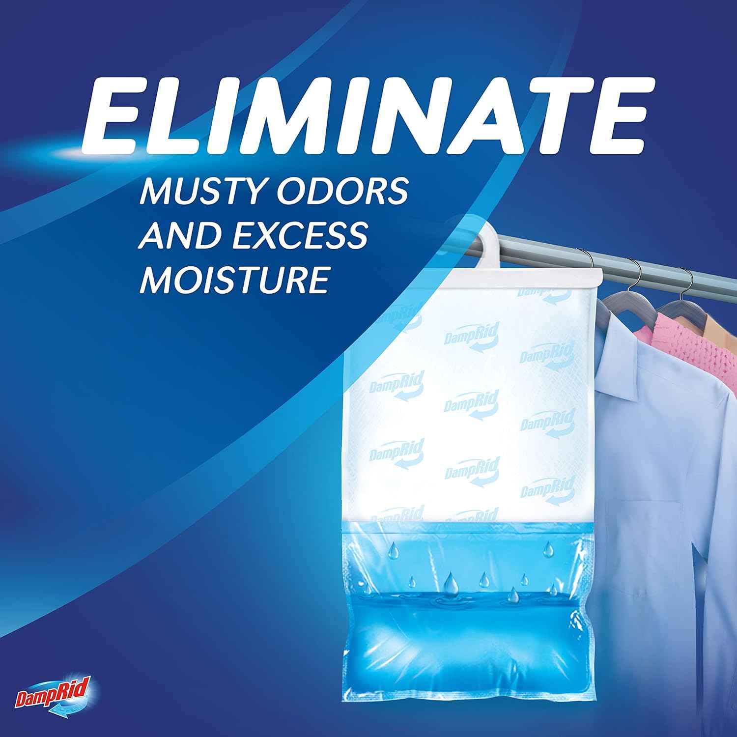 DampRid Hanging Moisture Absorber, 16 oz., 3 Pack - Eliminates Musty Odors for Fresher Air, Ideal Moisture Absorbers for Closet, 14% More Moisture Absorbing Power*