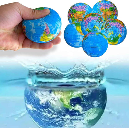 Globe Squeeze Balls,2.5 inch Earth Stress Relief Balls,Soft Foam Stress Ball Toy for Finger Exercise,School or Office Party Favors,24 Pcs