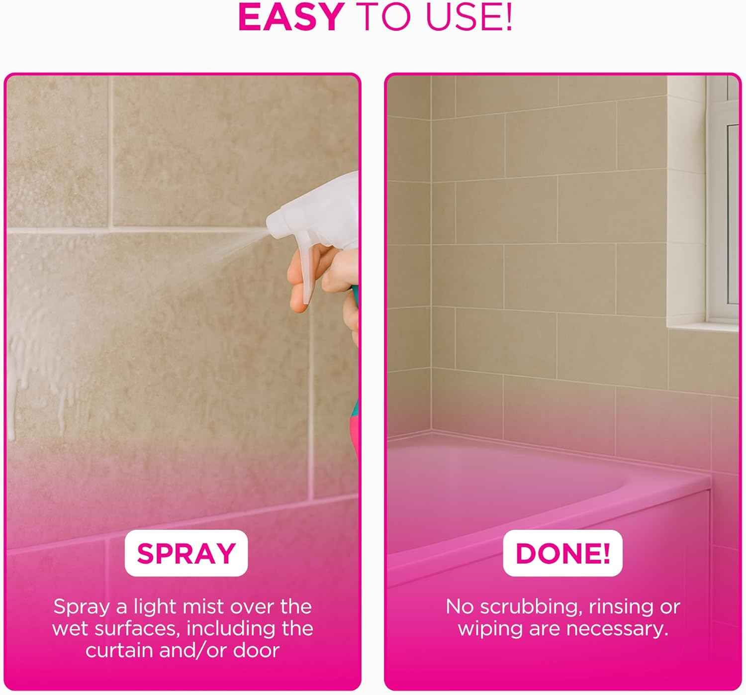 The Pink Stuff Miracle Daily Shower & Shine Spray – 30oz Bathroom Cleaner for Glass, Tile, Mirrors & Chrome – Prevents Soap Scum & Watermarks – No Rinse Spray & Leave Formula