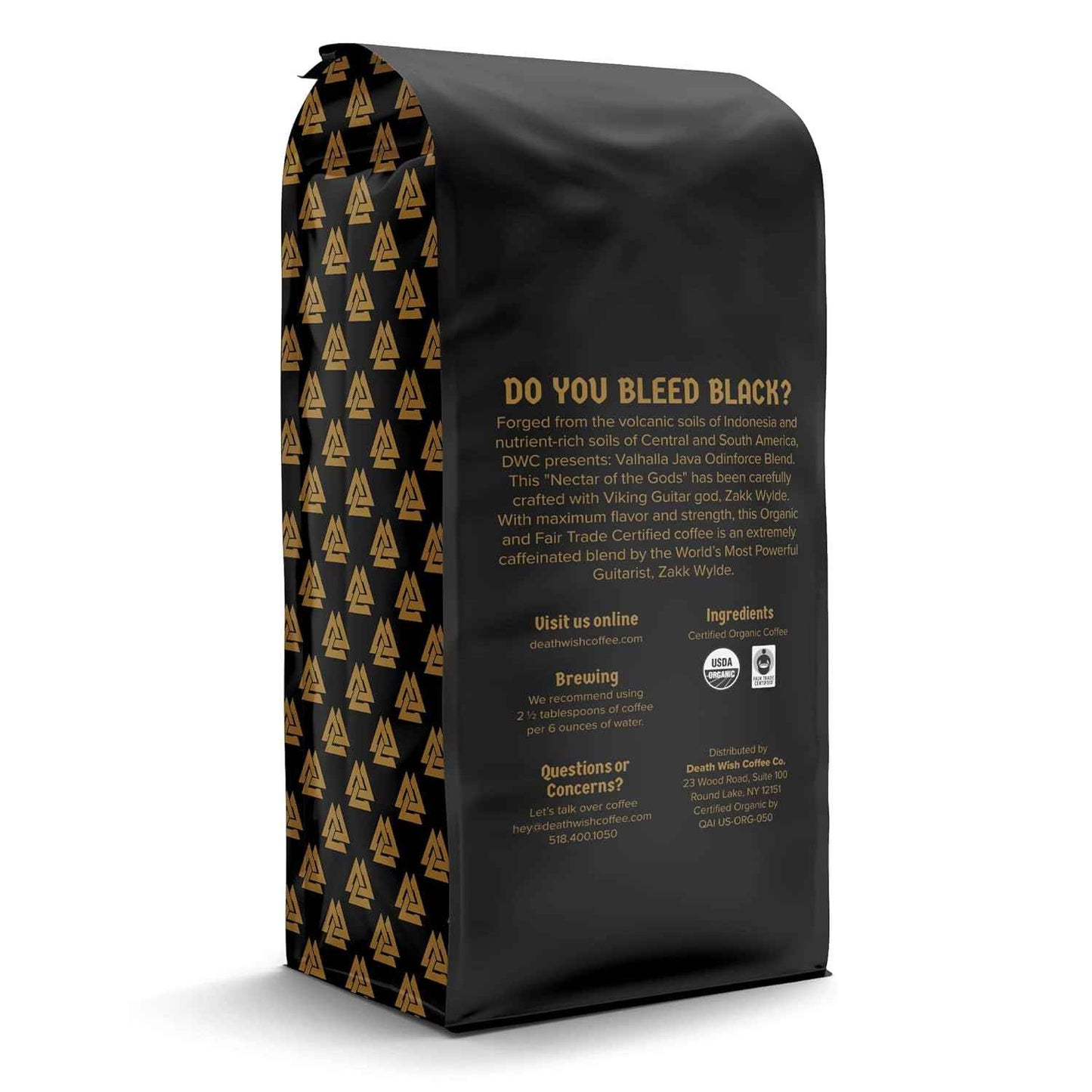 Death Wish Coffee Valhalla Java Dark Roast Ground Coffee, Bold & Intense Blend of Arabica Robusta Beans, USDA Organic
