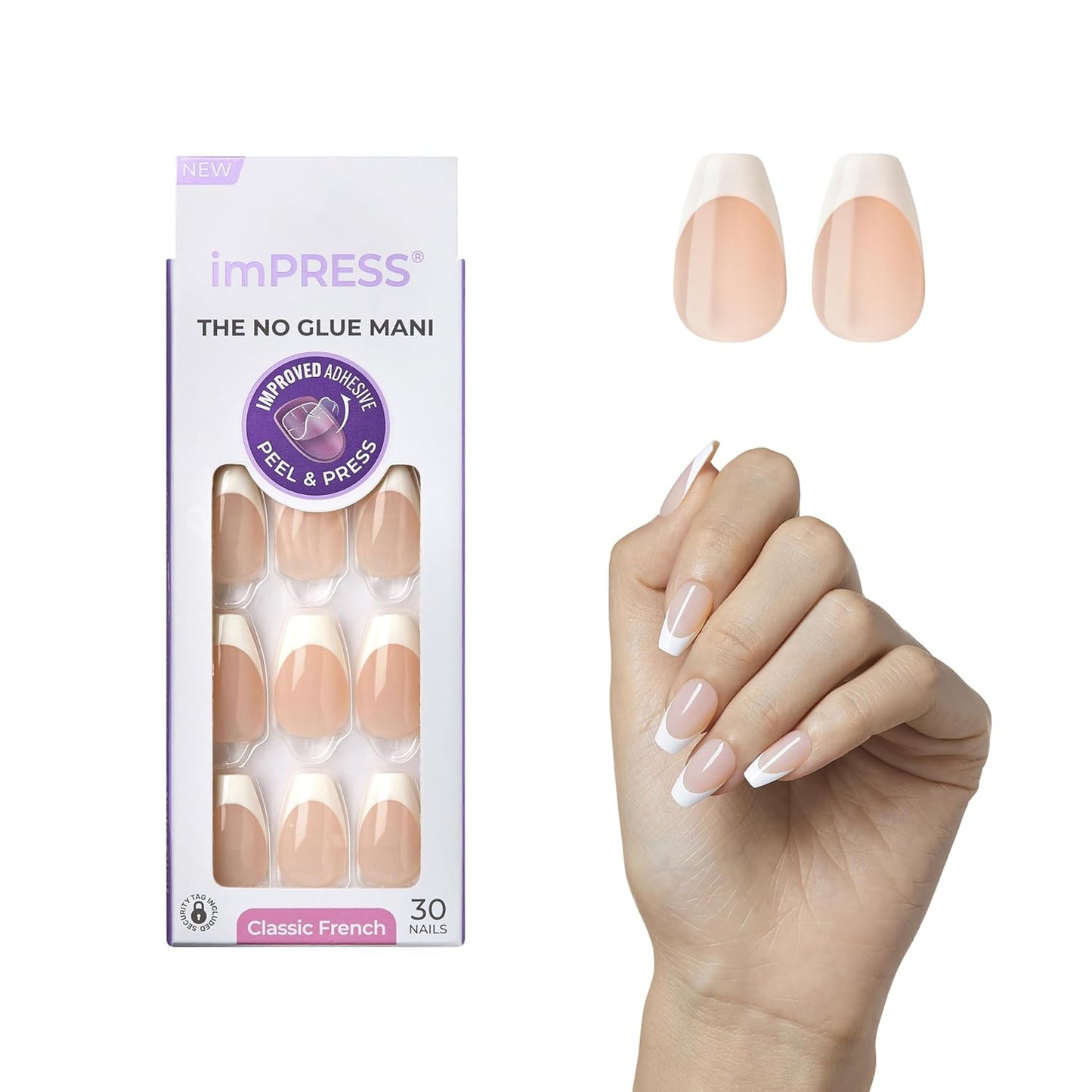 KISS_imPRESS_No_Glue_Mani_Press_On_Nails,_French,_'Ideal',_White,_Medium_Size,_Coffin_Shape,_Includes_30_Nails,_Prep_Pad,_Instructions_Sheet,_1_Manicure_Stick,_1_Mini_File