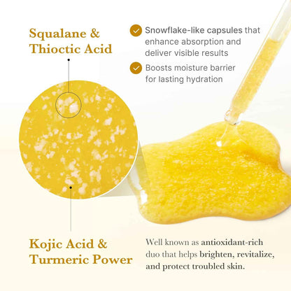 medicube Kojic Acid Turmeric Clarifying & Balancing Capsule Serum for Troubled Skin | Soothing & Brightening Facial Serum | Niacinamide & Glow Capsules for Hydration and Barrier Support | 1.01 fl.oz
