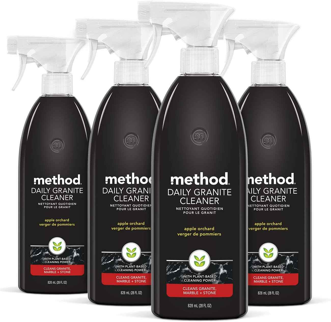 Method Daily Granite Cleaner Spray, Cleaning Agent for Granite, Marble, and Other Sealed Stone, 28 oz Spray Bottles (Pack of 4)