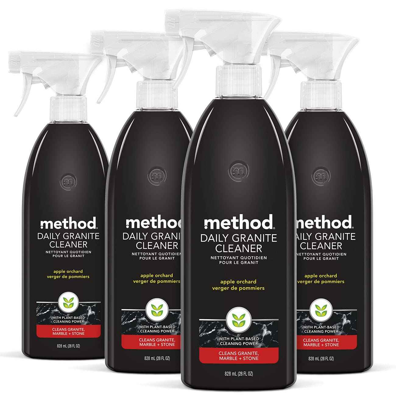 Method Daily Granite Cleaner Spray, Cleaning Agent for Granite, Marble, and Other Sealed Stone, 28 oz Spray Bottles (Pack of 4)