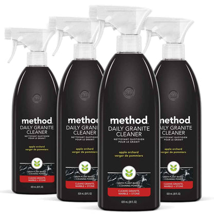 Method Daily Granite Cleaner Spray, Cleaning Agent for Granite, Marble, and Other Sealed Stone, 28 oz Spray Bottles (Pack of 4)