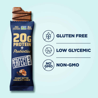 Perfect Bar Protein + Prebiotics, 20g Protein, Grass-Fed Whey, 6g Fiber With 3g Prebiotics, Gluten-Free, Non-GMO, 2.4 Ounce Bar, 7 Count