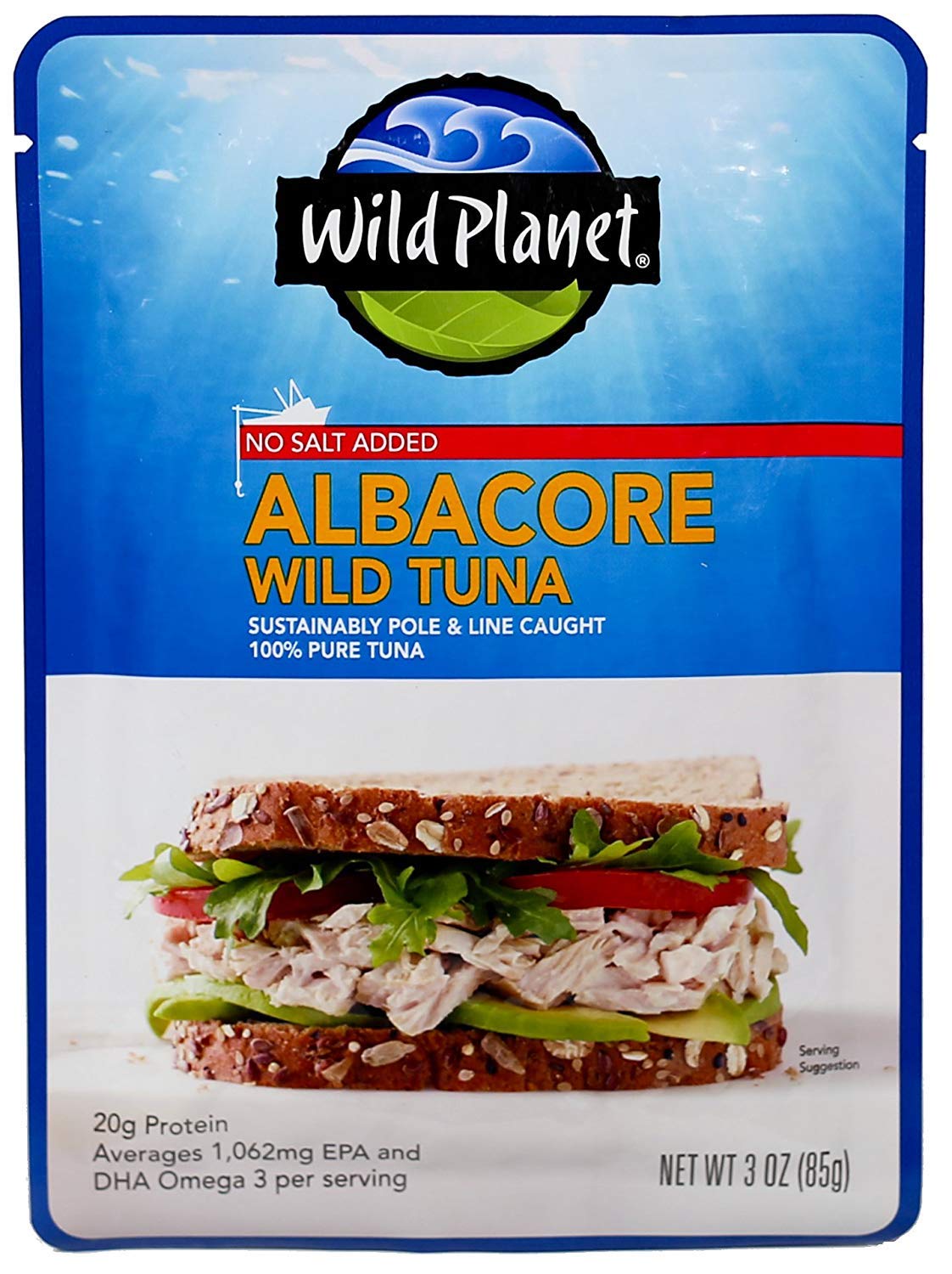 Wild_Planet_Wild_Albacore_Tuna,_No_Salt_Added,_Sustainably_Wild-Caught,_Kosher,_Gluten_Free,_Keto_and_Paleo,_3rd_Party_Mercury_Tested,_3_Ounce_Pouch_(Pack_of_1)