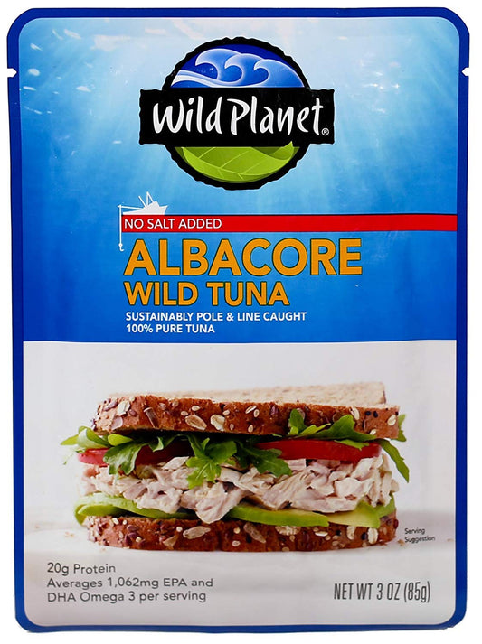 Wild_Planet_Wild_Albacore_Tuna,_No_Salt_Added,_Sustainably_Wild-Caught,_Kosher,_Gluten_Free,_Keto_and_Paleo,_3rd_Party_Mercury_Tested,_3_Ounce_Pouch_(Pack_of_1)