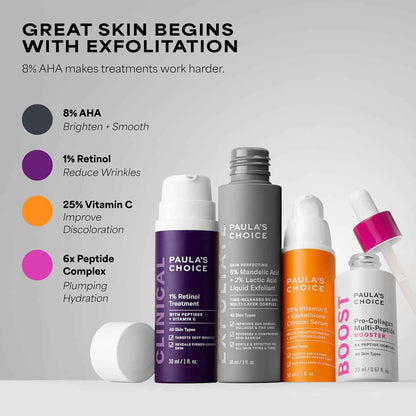 Paula’s Choice 6% Mandelic Acid + 2% Lactic Acid Exfoliant, Gentle Daily AHA Exfoliation for Discoloration, Bumpy Texture & Radiance, for Sensitive Skin, Fragrance-Free