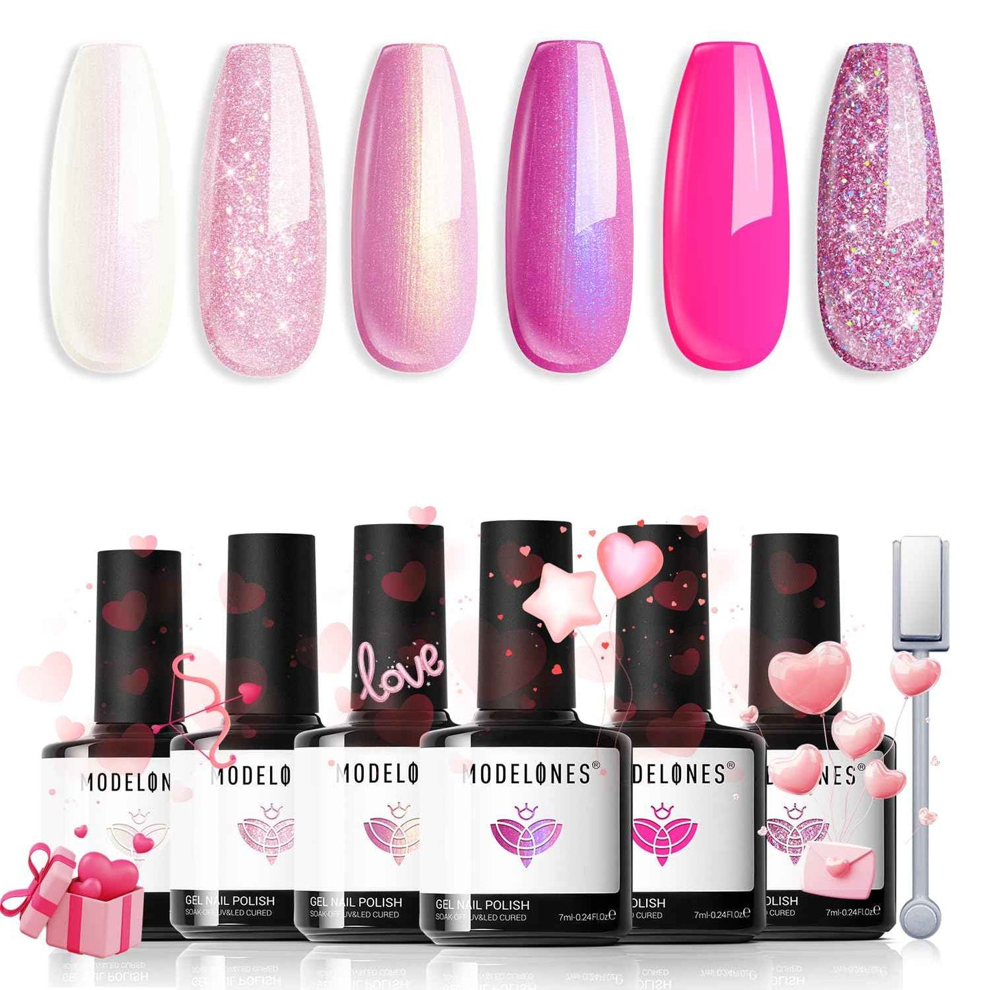 modelones Gel Nail Polish Kit -6 Colors Nude Pink Milky White Spring Gel Polish Set Skin Tones Neutral Brown Soak Off Gel Nail Kit Manicure DIY Nail Art Salon Home Gift