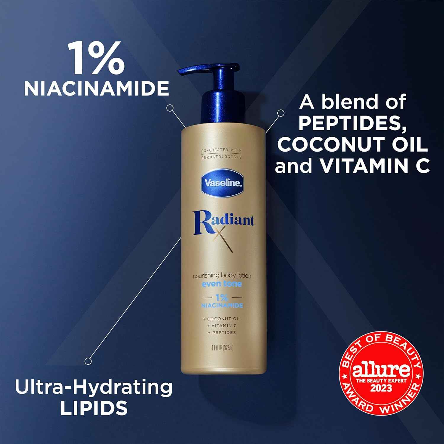 Vaseline Radiant X Even Tone Body Lotion 11 oz – Thoughtful Skincare Gift for Her with Visible Dark Spot Results