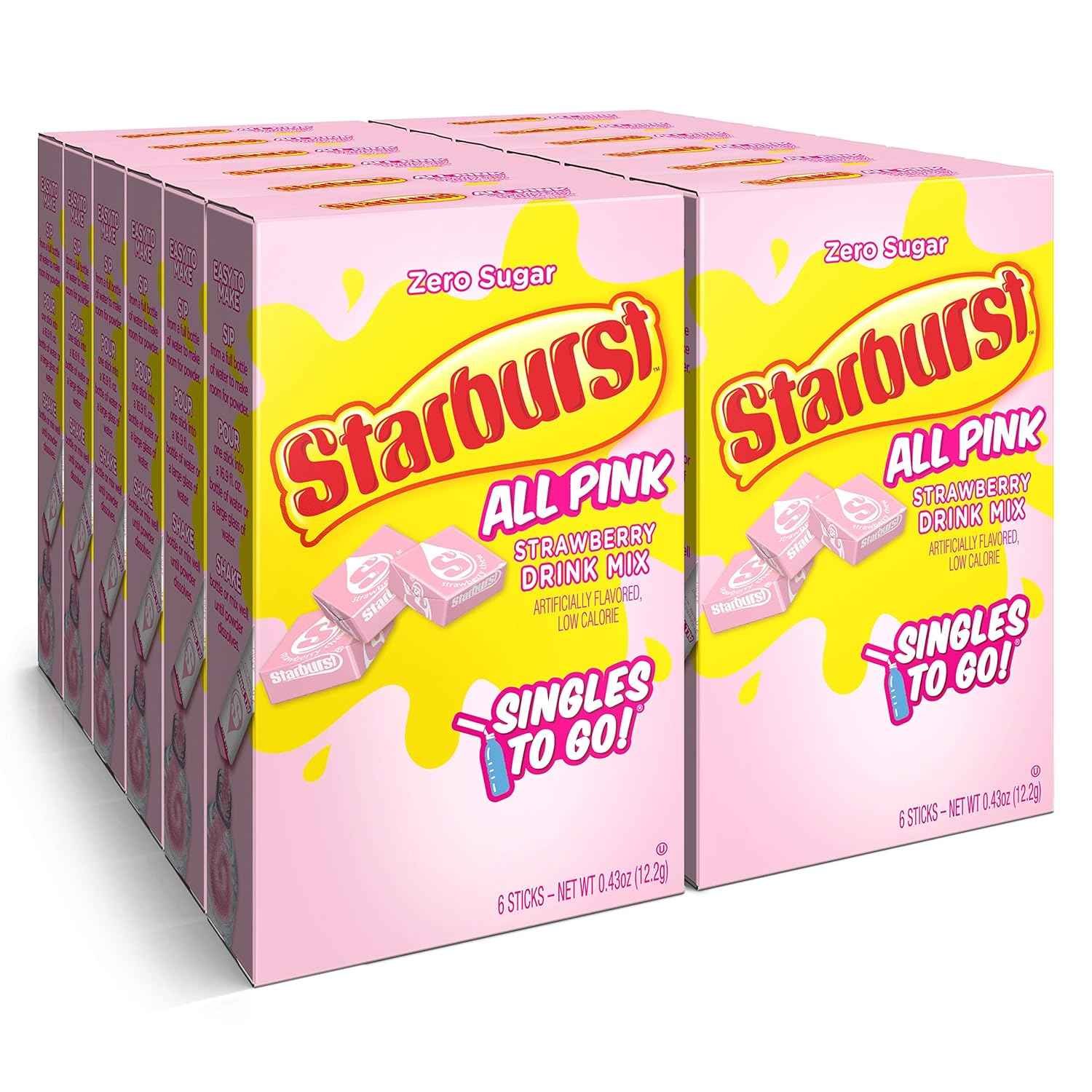 Starburst Singles To Go Zero-Calorie Cherry Powdered Water Flavorer for Mindful Meal Prep and Wellness Counters