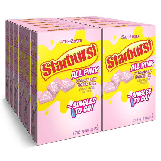 Starburst Singles To Go Zero-Calorie Cherry Powdered Water Flavorer for Mindful Meal Prep and Wellness Counters