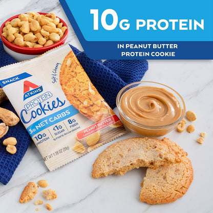 Atkins_Peanut_Butter_Protein_Cookie,_Protein_Dessert,_Rich_in_Fiber,_3g_Net_Carb,_1g_Sugar,_Keto_Friendly,_4_Count_Snack_Biscuit