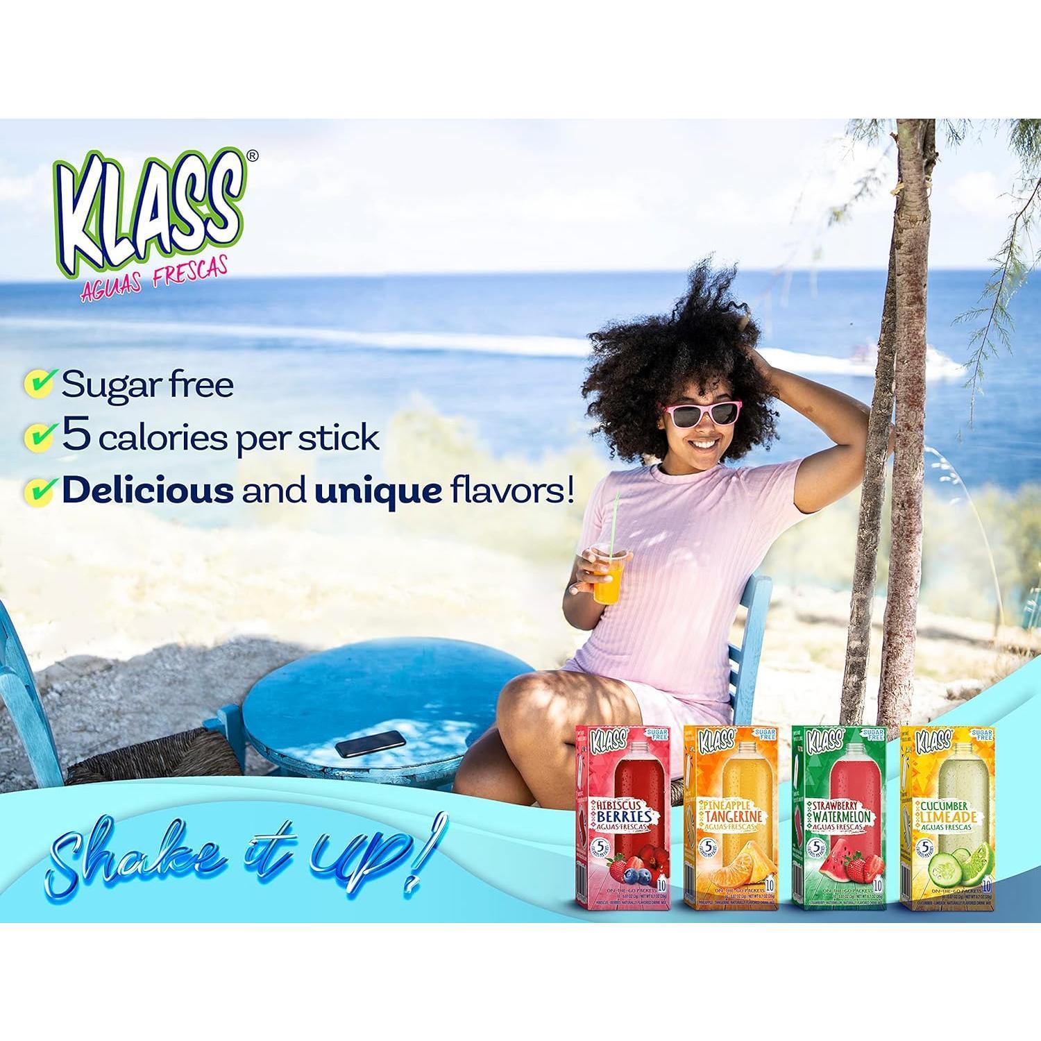 Klass_Aguas_Frescas_Variety_Pack,_1_box_of_Cucumber_Limeade,_1_box_Strawberry_Watermelon,_1_box_Hibiscus_Berries,_1_box_Pineapple_Tangerine_(40_Total_On_the_Go_Packets)