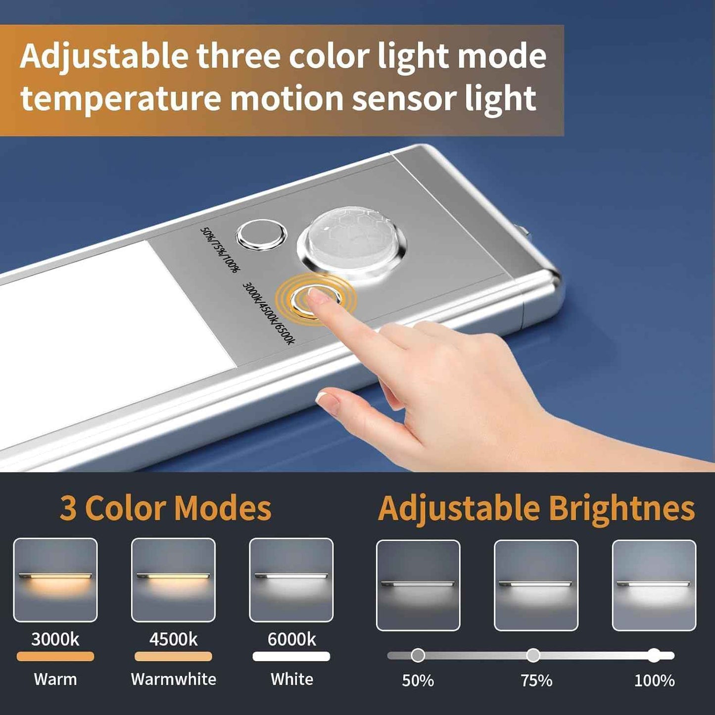 LuminEdge Motion Sensor Light – Brushed Metallic LED Bar for Cozy Living Room Ambiance and Under Cabinet Glow