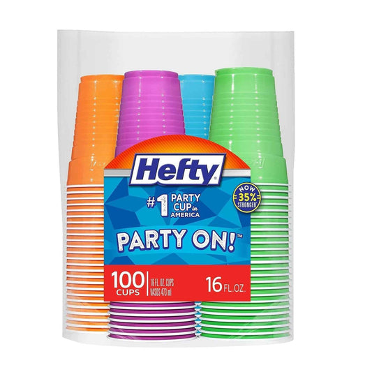 Hefty Party On Red White and Blue Cups – Coordinated Holiday Centerpiece Drinkware for Themed Dinner Parties, 16 and 18 oz