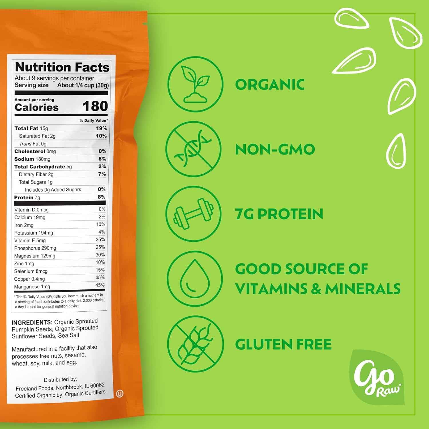 Go Raw Organic Sprouted Pumpkin & Sunflower Seeds – Lightweight Trail Mix Base for Hiking