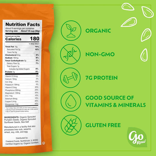 Go Raw Organic Sprouted Pumpkin & Sunflower Seeds – Lightweight Trail Mix Base for Hiking