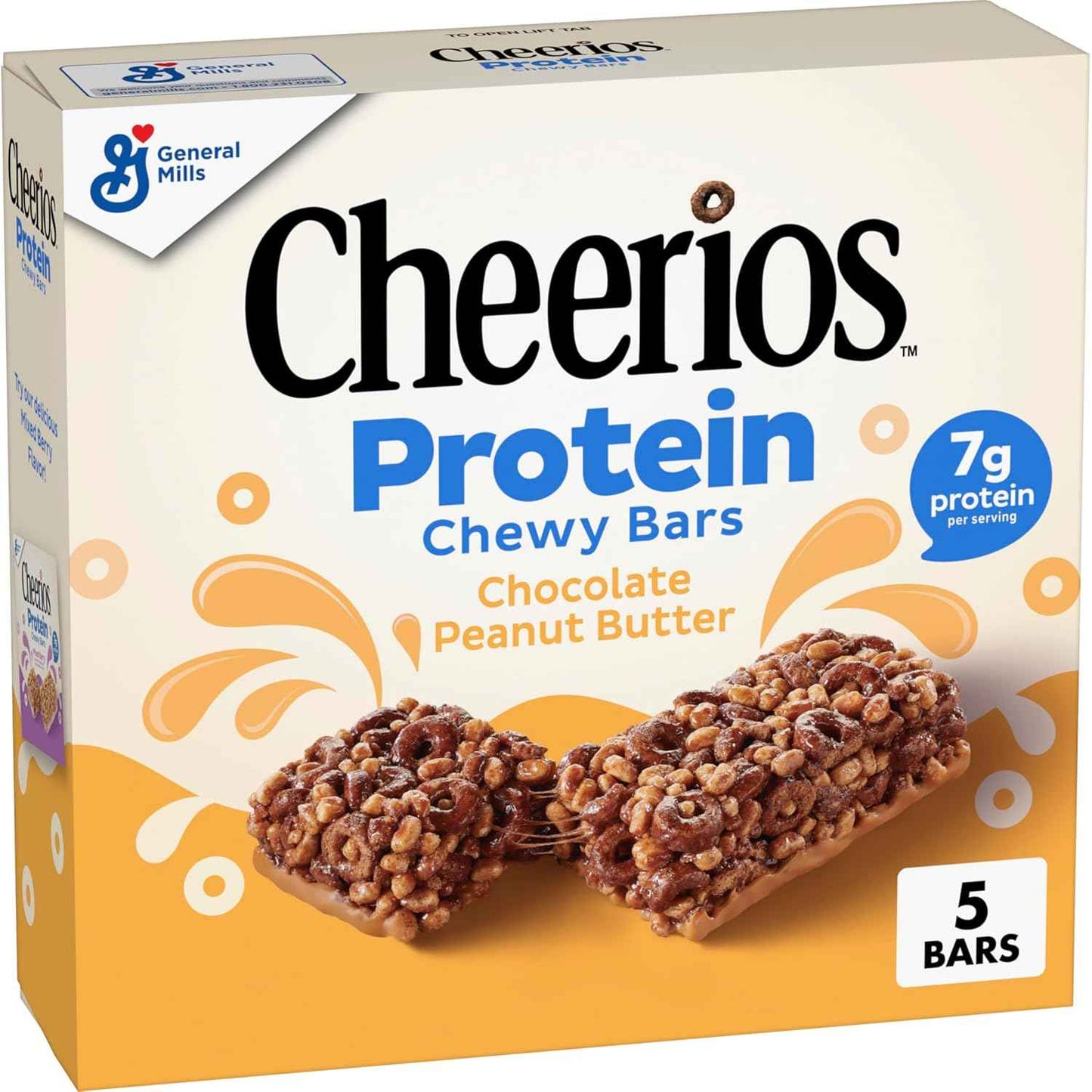 Cheerios Protein Chewy Bars Thoughtful Care Package Snack for Busy Parents 5 Ct Chocolate Peanut Butter