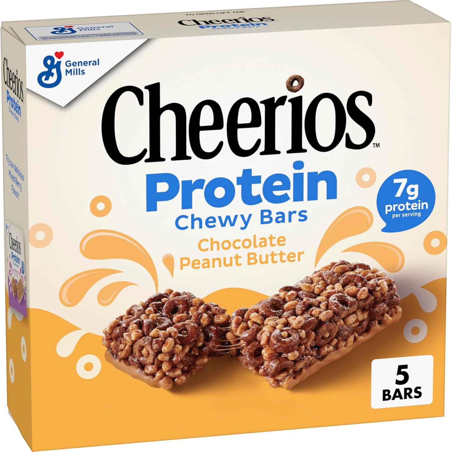 Cheerios Protein Chewy Bars Thoughtful Care Package Snack for Busy Parents 5 Ct Chocolate Peanut Butter
