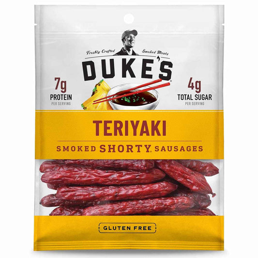 Duke's Pork Teriyaki Smoked Shorty Sausages – Clean-Label Pork Snack with No Nitrites Added for Pantry Wellness, 5 oz