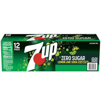 7UP Zero Sugar Soda, 12-Pack Cans – Office Break Room Refreshment for Afternoon Focus