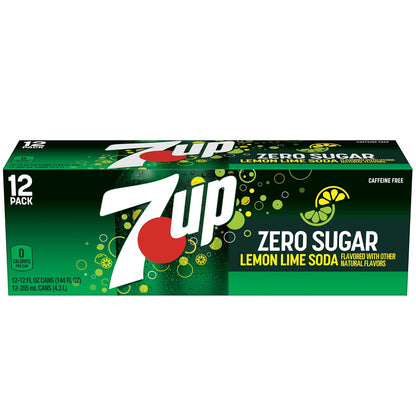 7UP Zero Sugar Soda, 12-Pack Cans – Office Break Room Refreshment for Afternoon Focus