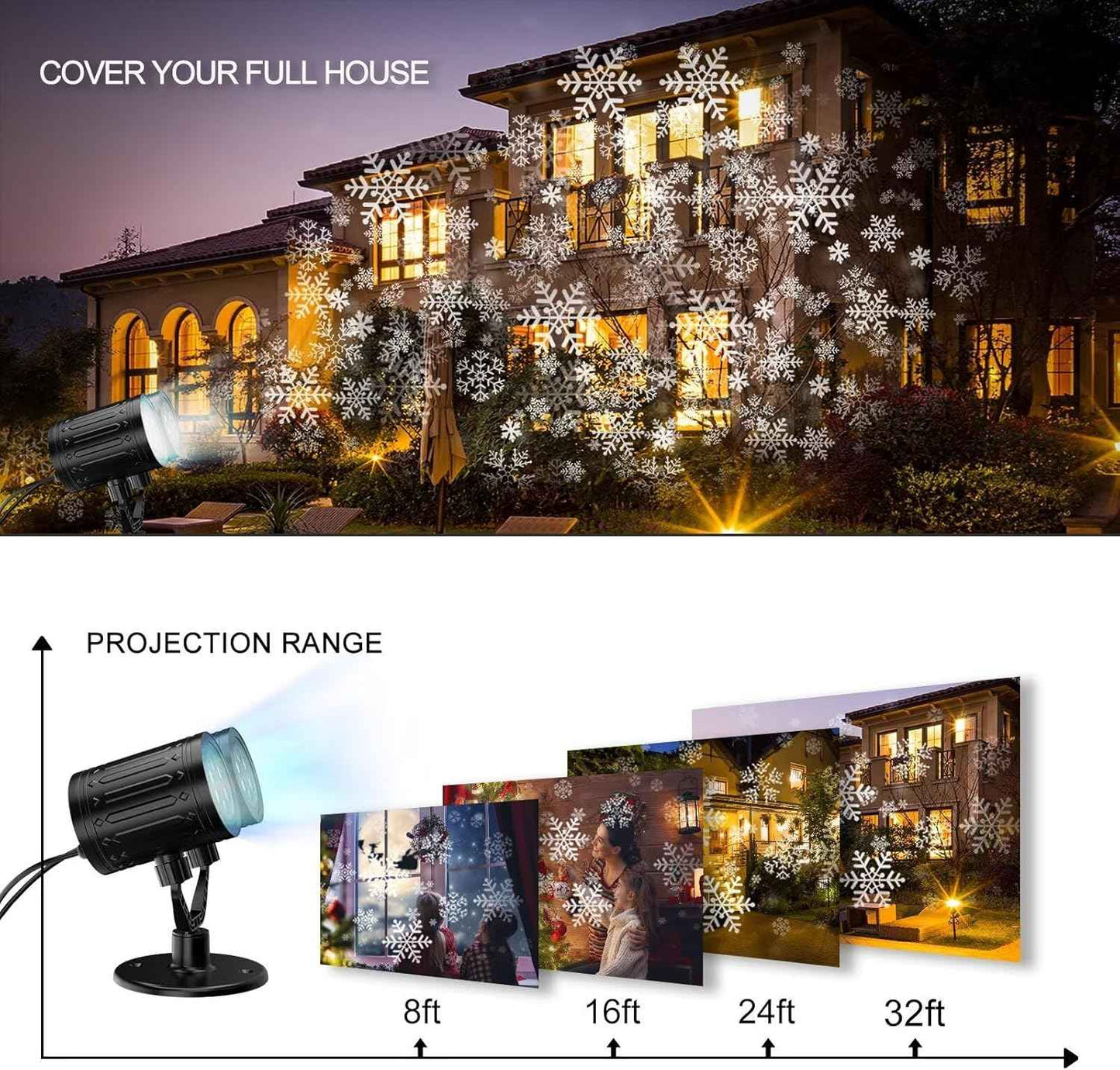 LUMINOUS Winters Night Snowflake Projector – Cozy Housewarming Gift for Her, Festive Holiday Yard Decoration