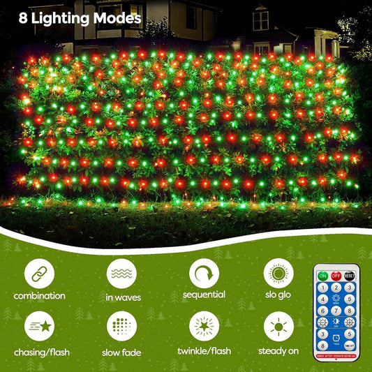 WBao Solar Christmas Net Lights – Thoughtful Holiday Gift for Her, Solar Powered 200LED Mesh with 8 Modes and Remote for Mom and Grandma