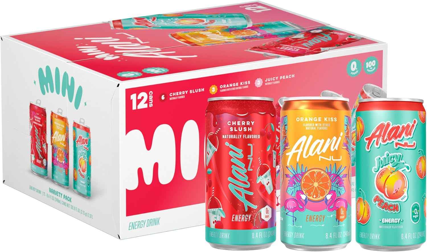 Alani Nu Variety Pack Mini Energy Drinks – Cute Birthday Gift for Her, Stocking Stuffer for Gym Girlfriends